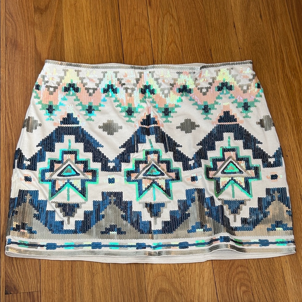 Express Multicolor Sequin Mini Skirt
